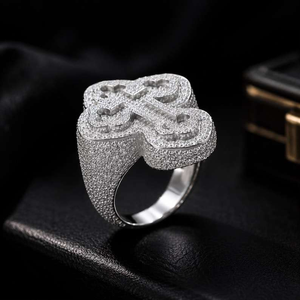 Bague Croix de Luxe en Moissanite, Argent 925, Sertie de Pierres, Style Gothique, Bague Statement Hip Hop, Bijou Religieux Raffiné, Cadeau Unisexe - Product Image 1