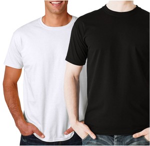 T-shirt personnalisé 100% coton, unisexe, noir, uni, manches courtes, col en V et col rond, pour hommes et femmes - Product Image 4