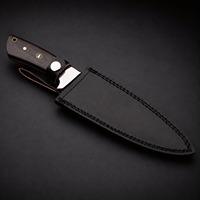 Couteau de chasse et de cuisine Drop Point, lame en acier inoxydable, manche en bois, bord plat, épaisseur 0,5 mm, longueur totale 9 pouces, DIY
