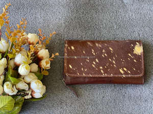 Pochette en cuir de fourrure de vachette véritable élégante Portefeuille métallique à la mode pour les femmes à la mode Casual Lady's Hide Clutch - Product Image 3