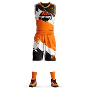 Custom Basketball Uniforms Men's Sleeveless V-Neck Sublimated Jersey Shorts Set Moisture Wicking Polyester Athletic Fit - Product Image 2