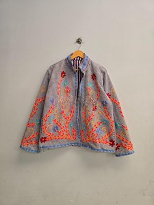 Handcrafted Traditional Indian Rajasthani Kantha Work Embroidered Ethnic Full Sleeve Winter Wear Cotton <b>Jacket</b> for Women - Product Image 2