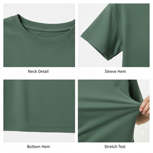 Women <b>Crop</b> T-Shirt Boxy Oversized Short Sleeve Cotton Casual Streetwear T Shirt Custom Logo OEM Wholesale Summer - Product Image 6