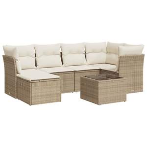 Sofa beige de jardin de rotin de PE réglé avec de la poudre-acier enduit et verre trempé - Product Image 2