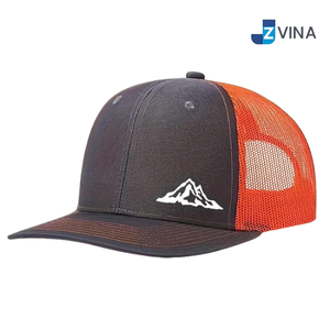 Custom Logo Mesh Trucker <b>Hat</b> 6 Panel Snapback <b>Cap</b> Curved Brim Breathable Flat Visor for Outdoor Travel - Product Image 1