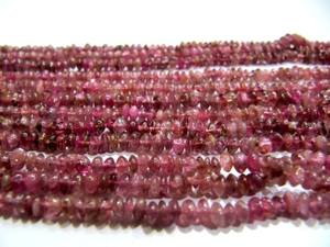 Perles de tourmaline rose naturelle 3-4 mm, forme ronde, lisses, en forme de bouton, pierres précieuses, brin de 13 pouces de long - Product Image 2