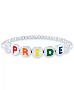 Diamond Accent PRIDE <b>Beaded</b> <b>Bracelet</b> in Sterling <b>Silver</b> | Macy's - Product Image 1