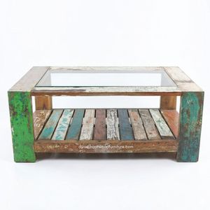 <b>Rustic</b> Solid Wood Eco-Friendly Handmade <b>Coffee</b> <b>Table</b> with Storage Glass Top Antique Finish Indoor Outdoor Living Room Furniture - Product Image 2