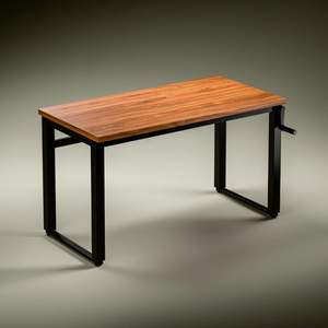 Escritorio Ajustable para Trabajar Sentado o De Pie con Superficie de Nogal Natural y Estructura de Acero Negro - Product Image 1