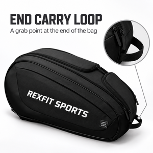 กระเป๋าใส่ไม้เทนนิสสีดำ REXFIT SPORTS พร้อมซิปปิดและสายสะพายไหล่บุนวม สำหรับฝึกซ้อมและเดินทาง - Product Image 2