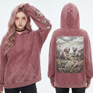 Hoodie surdimensionné personnalisé style western avec motif crâne de vache, effet délavé vintage couleur argile, pour femme, avec graphisme rétro délavé à l'acide, fournisseur - Product Image 3