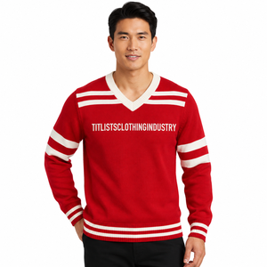   Pulls à col en V de haute qualité avec lettres pour les logos de sororités/fraternités/écoles/collèges/universités, cardigans tricotés - Product Image 2