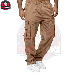 Pantalones Casuales para Hombre de Diseño Propio, Corte Recto Holgado, Cintura Elástica, Ajuste Relajado, Pierna Recta, Bolsillos, Lona 100% Algodón, Color Caqui, Calidad Premium - Product Image 3