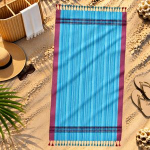 Serviette Kikoy 100% coton avec franges, super absorbante, serviette turque Kikoy au meilleur prix, exportateur en Inde. - Product Image 5