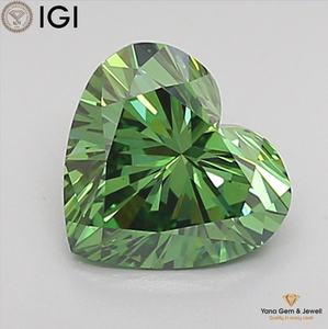 Diamant de laboratoire CVD 1,00 CARAT Couleur Vert Intense Fantaisie Pureté VS1 Coupe Cœur avec Certificat IGI pour une Qualité Supérieure - Product Image 1