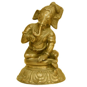 Meilleure Vente : Statue de Ganesha en Laiton Doré, Statue en Bronze, Statue d'Éléphant en Laiton Pur du Dieu Ganesh, Décoration Traditionnelle pour la Maison - Product Image 1