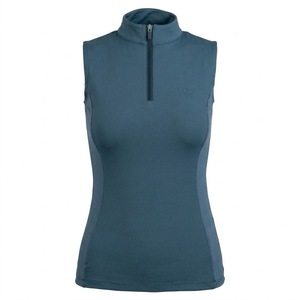 2026 <b>Women's</b> <b>Navy</b> <b>Blue</b> Sleeveless Zip Up Vest Solid Color Quarter Zip Polo <b>Top</b> Breathable Horse Riding Wear - Product Image 2