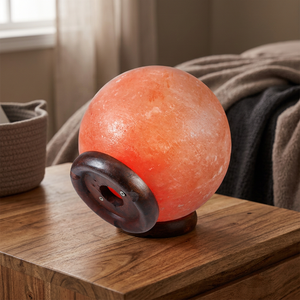 Lampe de sel ronde moderne en matériau organique avec interrupteur tactile à intensité variable, base sans BPA pour bureau, maison, Noël - Product Image 4