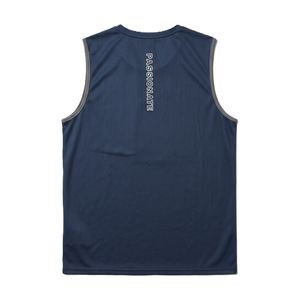 T-shirt sans manches en maille polyester avec logo personnalisé, blanc uni, impression numérique, col rond, décontracté, tricoté, respirant, séchage rapide pour homme - Product Image 3