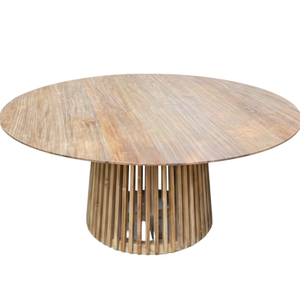 Table à manger ronde Kura en teck massif indonésien, mobilier de salle à manger pour les distributeurs internationaux et l'approvisionnement du marché d'exportation - Product Image 4