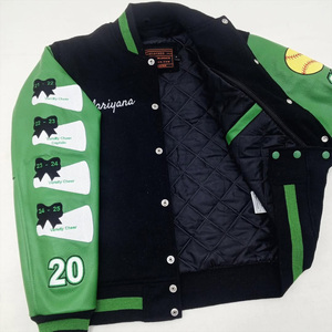 Chaqueta Varsity Negra y Verde Bordada Gauchos Senior 25 Softball Letterman Streetwear Unisex Ecológica Impermeable Gruesa - Product Image 2
