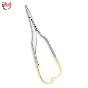 Porte-aiguille TC courbé en acier inoxydable, 16 cm (6 1/4 po), manuel, réutilisable, instruments chirurgicaux dentaires, services OEM, le plus vendu - Product Image 2