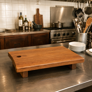 Planche à découper en teck massif, planche de service surélevée, planche de préparation pour la cuisine, idéale pour les cafés, restaurants, hôtels et projets de restauration - Product Image 3