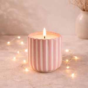 Premium Ceramic <b>Candle</b> Vessel Scalloped Edge Thick Wall Heat Resistant Smooth Finish Reusable Home Decor Wooden Wick Holder - Product Image 5