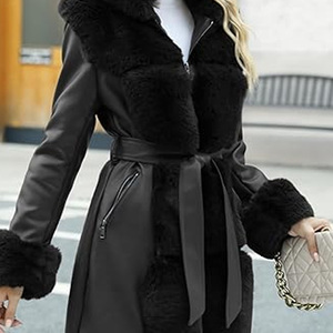 Adult Size Outdoor Wear Women Leather Trench Coat Online Best Selling Women Leather Trench Coat For Sale - Product Image 3