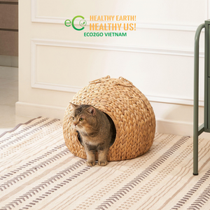 Eco2go Vietnam – Nouvelle Niche pour Chat Faite à la Main en Jacinthe d'Eau, Style Dessin Animé, Tressée, Écologique, pour Petits Animaux – Modèle OEM Personnalisé - Product Image 2