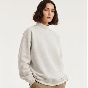 Sweat-shirt personnalisé pour femme, respirant, coupe oversize, automne/hiver, imperméable, col montant, avec logo sur le devant - Product Image 1