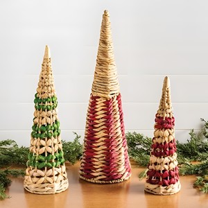 <b>Mini</b> water hyacinth bell set for <b>tree</b> ornament festive table display decorative woven bells - Product Image 4