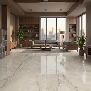 Carreaux de sol en porcelaine vitrifiée polie, brillante, Bianco Carrara, 1000x1000mm, antidérapants, résistants aux acides - Product Image 5