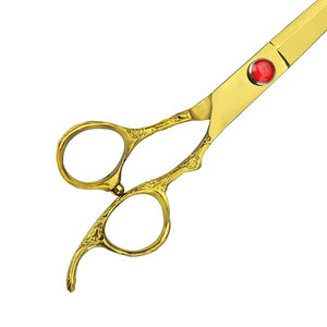 Best Quality Japanese Stainless Steel Dragon Handle Barber <b>Scissors</b> in Plasma Gold Color with Black Zipper Bag - Product Image 3