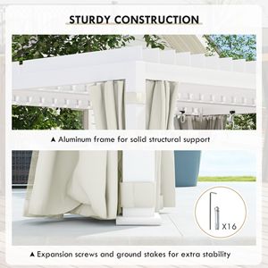 Gazebo e padiglione in Pergola da Patio 12x19 in alluminio con 2 tetti a lamelle regolabili e reti per tende impermeabili da combattimento UV - Product Image 6