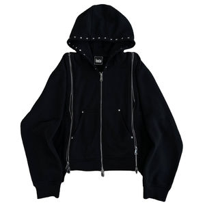 Conjunto de Sudadera con Capucha y Pantalones Acampanados de Alta Calidad para Hombre, Estilo Hip Hop, con Triple Cremallera y Remaches, para Invierno, 100% Personalizable - Product Image 2