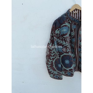 Indian Suzani <b>Velvet</b> <b>Jacket</b> Handmade Floral Embroidery <b>Jacket</b> Boho Hippie <b>Jacket</b> Inside Cotton Iining <b>Jacket</b> <b>Women's</b> <b>Jacket</b> - Product Image 3