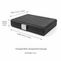 Boîte de présentation en cuir noir pour pierres précieuses, 48 compartiments, boîte de rangement pour bijoutier, organisateur de pierres en vrac, intérieur en suède, fermeture à pression