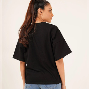 T-shirts en coton épais 100 % pour femmes, coupe oversize, avec logo brodé grec DST, respirants et imprimés, vente en gros - Product Image 2