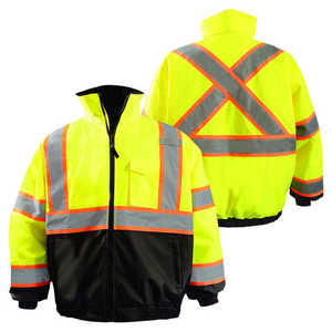 Unisex High Visibility Safety Jacket Hooded Fleece Lined Windproof Quick Dry Reflective <b>Thick</b> <b>Winter</b> <b>Coat</b> - Product Image 5