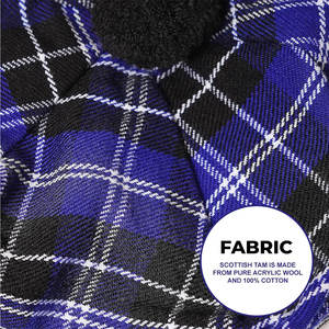 Chapeau écossais Tam o' Shanter en laine tartan avec pompon, bonnet de clan personnalisé, vente en gros - Product Image 4
