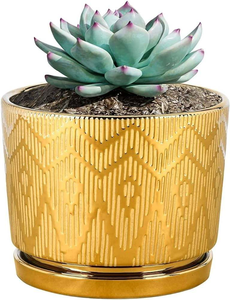 Maceta Decorativa Antigua de Metal con Diseño de Corte de Diamante, Macetas y Jardineras para Uso en Interiores y Exteriores, Maceta de Metal Verde - Product Image 4