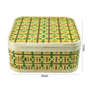 Viettimecraft Vente en gros Boîte de rangement écologique en bambou Motif Pikul Rectangle coloré Décoration de la maison Ramadan 100pcs quantité minimale de commande - Product Image 3