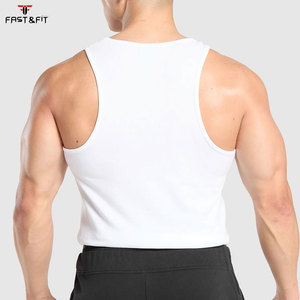 Débardeur Homme 100% Polyester Séchage Rapide Respirant Côtelé Extensible Blanc Sans Manches Personnalisable pour Entraînement Fitness - Product Image 2