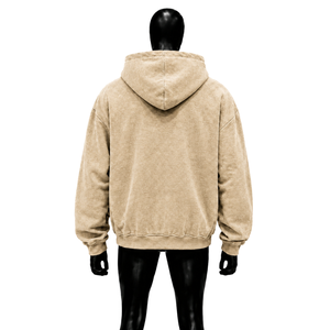 เสื้อฮู้ดซิปผู้ชายทรงโอเวอร์ไซส์ สีเบจ แบรนด์ Cash Talk ดีไซน์พิมพ์ลายด้านหน้า ทรงปกติ ใส่ได้ในฤดูใบไม้ร่วง รุ่น Custom FA - Product Image 2