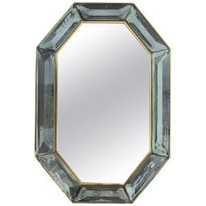 Octagonal Glass Mirror With Gold Metal Frame Modern Decorative Wall Mounting - Product Image 4
