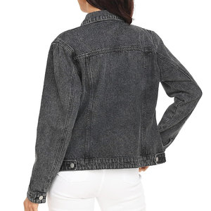 เสื้อแจ็คเก็ตยีนส์ผู้หญิงสองสี แต่งผ้าแบบ Patchwork สีสันตัดกัน แฟชั่นเสื้อโค้ทยีนส์ - Product Image 2