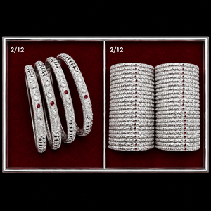 Women's Tibetan 12 Pack <b>Silver</b> <b>Bangles</b> Set Zircon Inlay Classic Wedding Jewelry <b>Bracelets</b> Alloy <b>Silver</b>/Gold Plated 43002 - Product Image 2