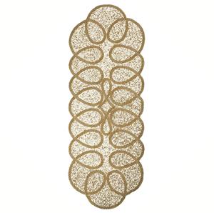 Classic Woven Table Runner Beaded Pattern Gold Cream Linen Home Decor Washable Hand Wash - Product Image 6