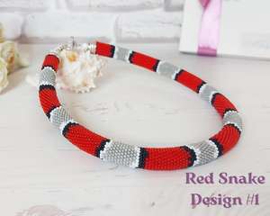 Collier Gothique Serpent Corail, Collier Homme Perles Rouges Serpent Laité, Bijou Ouroboros, Cadeau Anniversaire Papa - Product Image 2